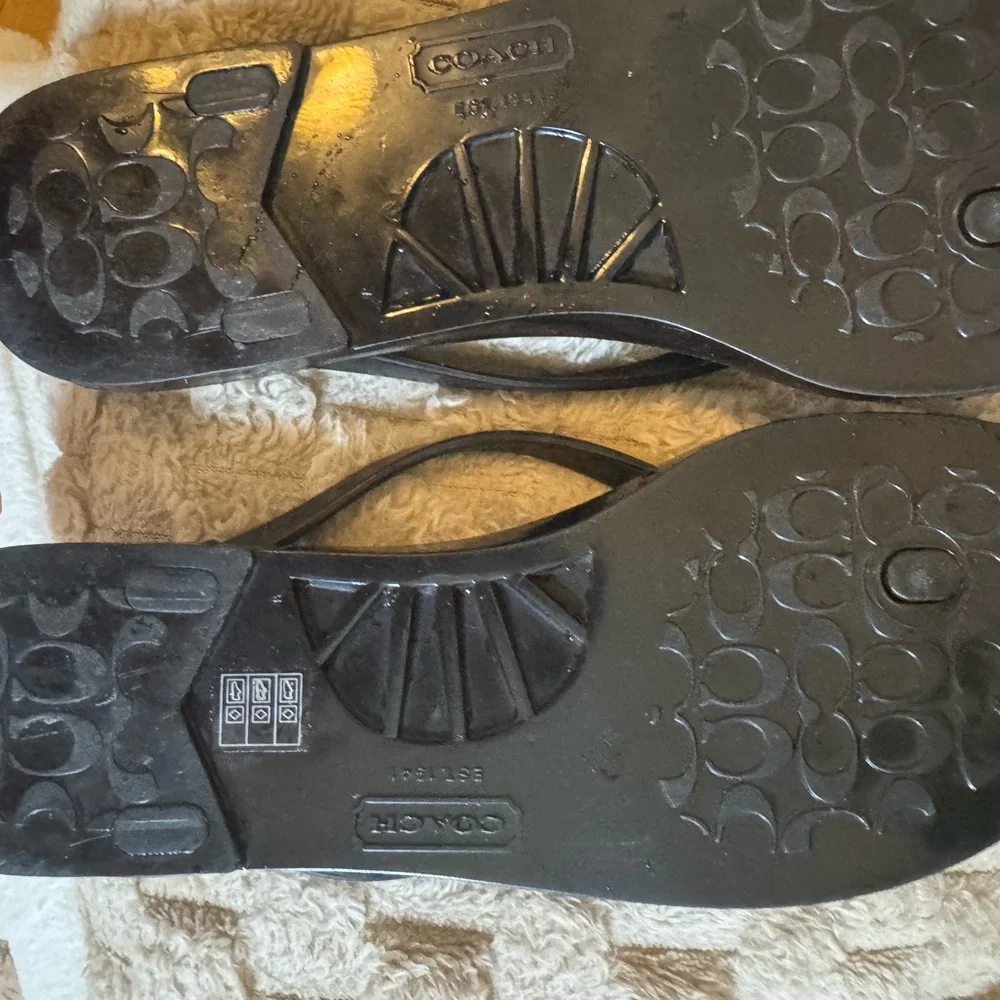 Coach Black Logo-Print Jelly Flip Sandals